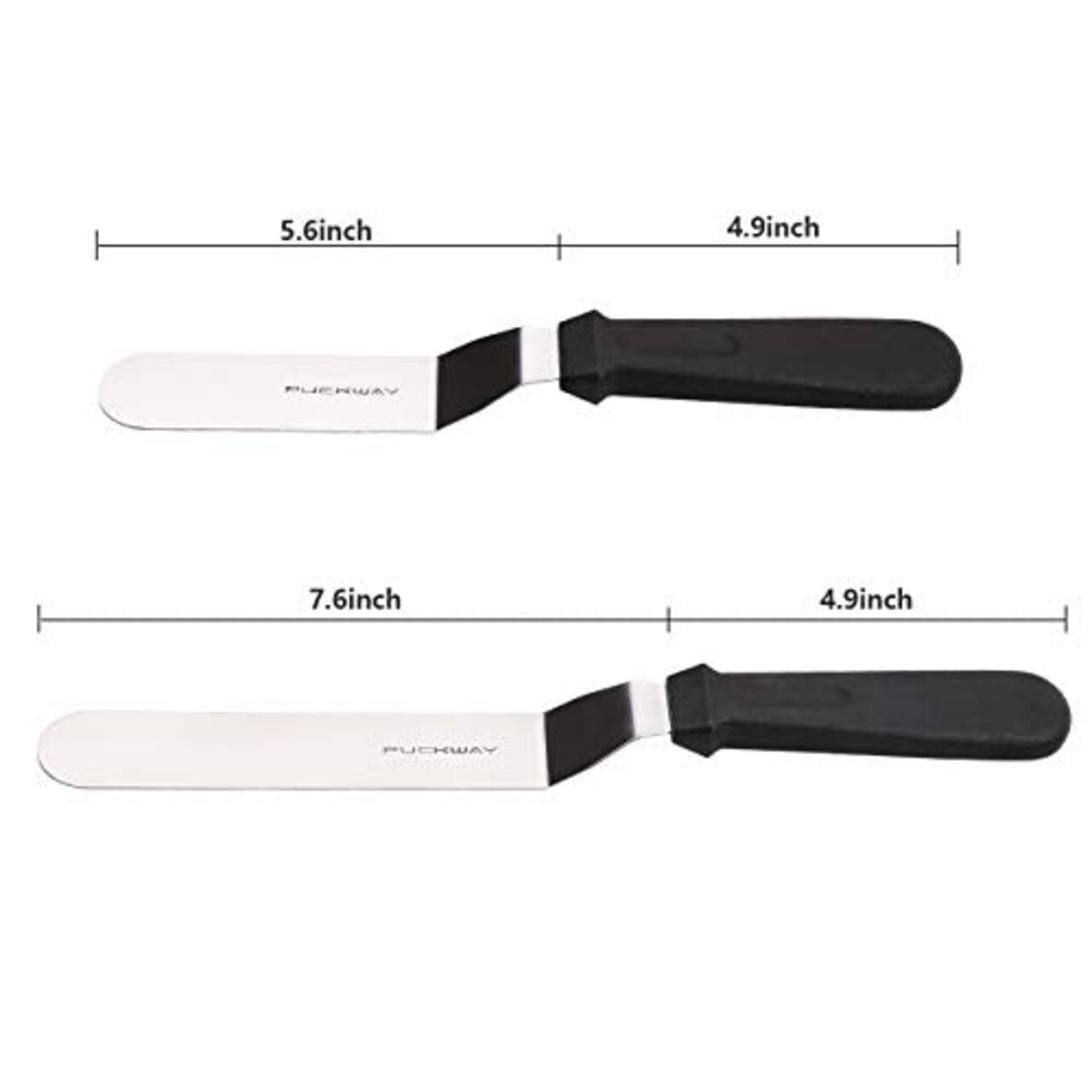 Angled Icing Spatula, Stainless Steel Offset Spatula, Cake Spatula Set of 2 Black 6, 8 inch Blade